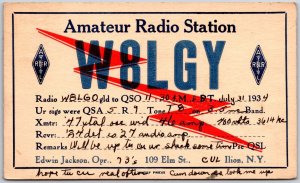 1934 QSL Radio Card Ilion Nnew York W8LGY Amateur Radio Station Posted Postcard