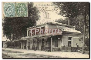 Old Postcard Conde Sur Noireau La Gare TOP