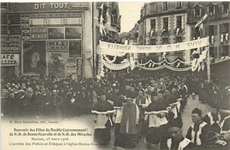 PC FRANCE, RENNES, SOUVENIR DES FÉTES, Vintage Postcard (b31626)