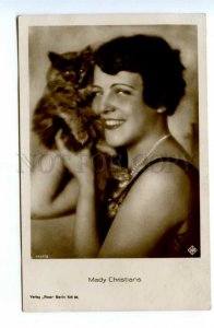 494473 MADY CHRISTIANS Austrian American MOVIE Actress KITTY Cat PHOTO postcard