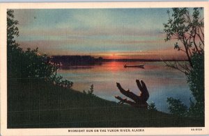 Midnight Sun on the Yukon River Alaska Postcard