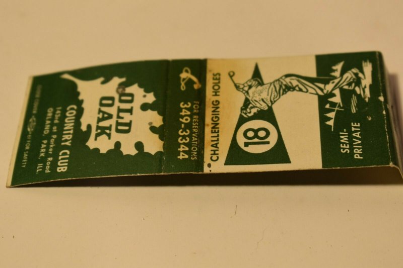 Old Oak Country Club Orland Park Illinois Golf Map 20 Strike Matchbook Cover