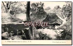 Old Postcard Village Dahomey in the rocks Dahomey Africa