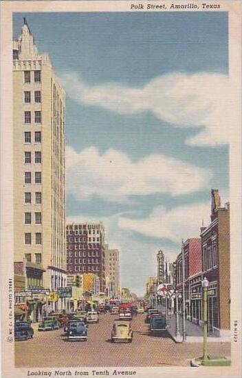 Texas Amarillo Polk Street Looking North 1954