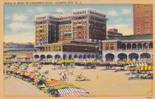 New Jersey Atlantic City Beach In Front Of Chalfonte Hotel 1952
