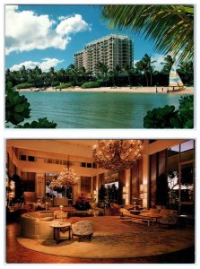 2 Postcards HONOLULU, Hawaii HI ~ Waialae KAHALA HILTON Exterior & Lobby 4x6