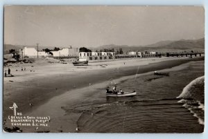 Ensenada Baja California Mexico Postcard Beach and Bath House c1930's RPPC Photo