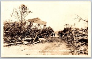 Vtg Fergus Falls Minnesota MN Junius Avenue Tornado Disaster 1919 RPPC Postcard