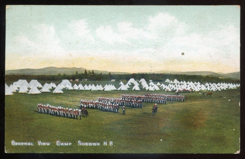 h2308 - SUSSEX NB Postcard 1907 Military Camp Soldiers by McCoy