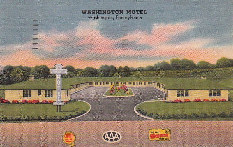 Postcard Washington Motel Washington PA 1954