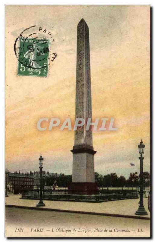 Old Postcard Paris L & # 39Obelisque Luxor Place de la Concorde