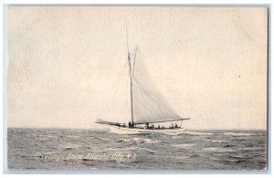 1908 Greetings From Atlantic City Sailing Boat Passenger New Jersey NJ Postcard