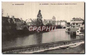 Old Postcard Alencon View Sarthe and I Eglise Notre Dame