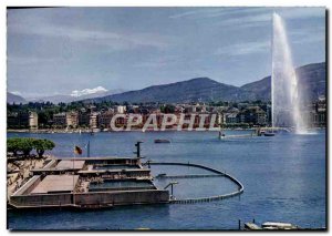 Modern Postcard Geneve La Rade the jet & # 39Eau and Mont Blanc