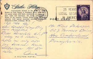 c1950 The Statler Hilton Hotel Boston Massachusetts Post Card P2