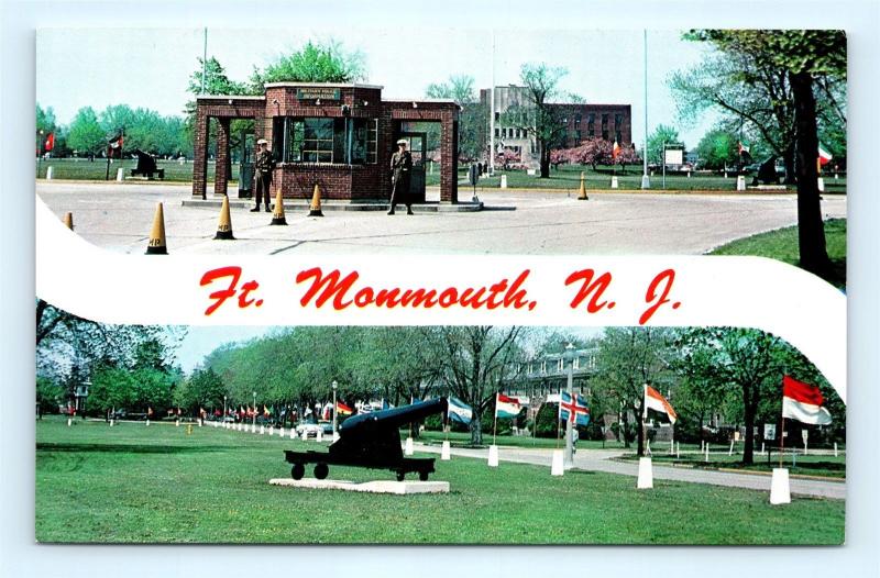 Postcard NJ Fort Monmouth Main Entrance Gate Multiview R59