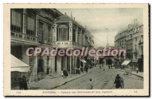 Old Postcard Poitiers Circles of Officers and Rue Carnot