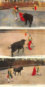 CORRIDA DE TOROS  Spanish Style Bullfighting  BULLS & MATADOR  *Three* Postcards