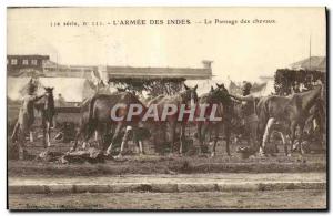 Old Postcard Horse Riding Equestrian L & # 39armee Indias The grooming horses...