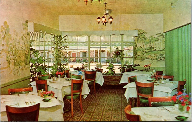 Vtg Perry Hotel Motel Coffee Shop Garden Room US 341 Perry Georgia GA Postcard