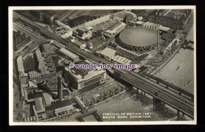 ex025 - Aerial View, South Bank, Festival of Britain 1951- postcard