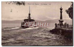 Old Postcard Evian les Bains steam Departure Switzerland