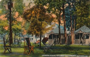 Ottawa IL, Illinois - Summer Scene at Tent Colony - DB