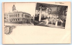 TACOMA, Washington WA ~ Interior/Exterior PUBLIC LIBRARY 1900s UDB  Postcard