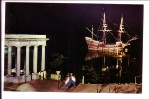 Mayflower II at Night, Plymouth  Massachusetts,