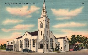 Vintage Postcard Trinity Methodist Church Building Parish Landmark Miami Florida