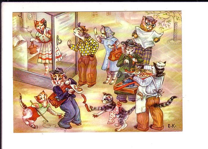 Dressed Cats, Reading, Stealing, Selling, Telephone Booth, E.K., Kruger