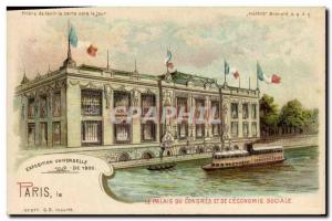 Old Postcard transparent map Paris Exposition Universelle 1900 Palace of Cong...