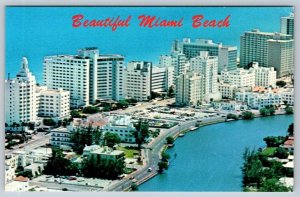 Indian Creek, Miami Beach, Florida, Vintage Chrome Aerial View Postcard