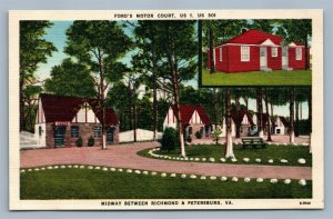 FORD'S MOTOR COURT BETWEEN RICHMOND & PETERSBURG VINTAGE POSTCARD