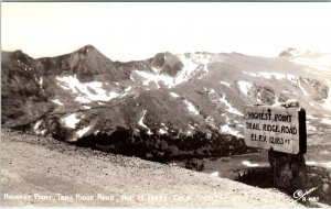 RPPC ROCKY MOUNTAIN National Park ~Highest Point TRAIL RIDGE ROAD c1940s Sanborn