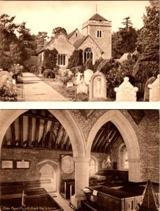 2~Postcards Stoke Poges, UK England  CHURCH OF ST GILES~Cemetery & INTERIOR PEWS