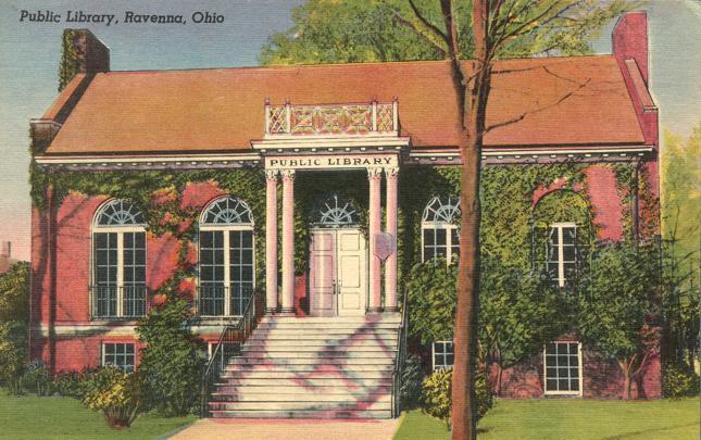 Public Library at Ravenna, Ohio - pm 1943 - Linen