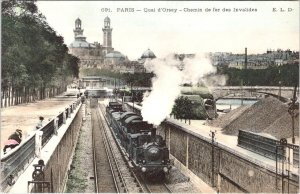 Paris, France  INVALIDES RAILWAY TRAIN  Quai d'Orsay  ca1910's RAILROAD Postcard