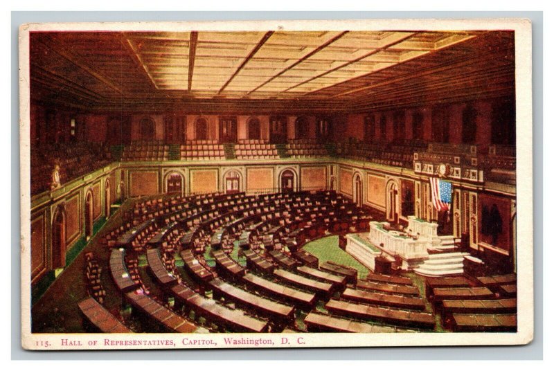 Vintage 1900's Postcard Hall of Representatives Floor of Capitol Washington DC