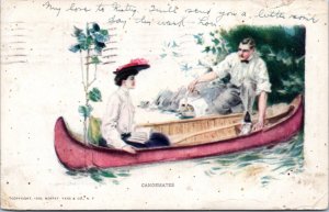 Postcard Romance - Canoemates - Couple going for canoe ride - Moffat 1908