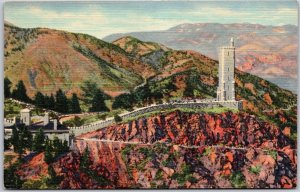 Will Rogers Shrine Sun Cheyenne Mountain Pikes Peak Region Colorado CO Postcard