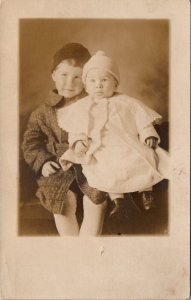 RPPC Ferguson Children Adorable J.D. and Baby Sibling Cute Clothing Postcard X6