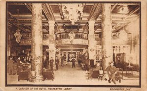 Rochester New York Hotel Rochester Lobby Sepia Tone Photo Litho. PC U3527