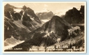 Lake Louise In The Clouds Banff Alberta Canada Real Photo RPPC Postcard (AB15)