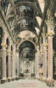Vintage Postcard 1910's St. Annuziata Church Interior Genova Genoa Italy IT