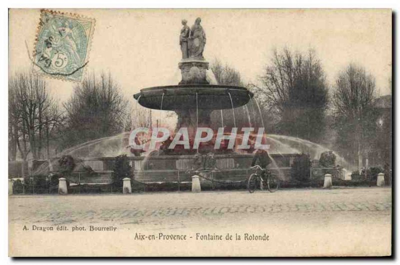 Old Postcard Aix en Provence Fontaine de la Rotonde