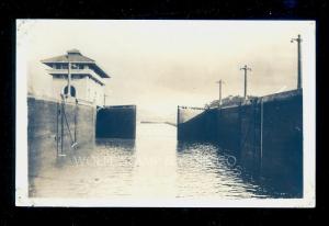 1915 RPPC Miraflores Locks Panama Canal Zone Real Photo Postcard B3444