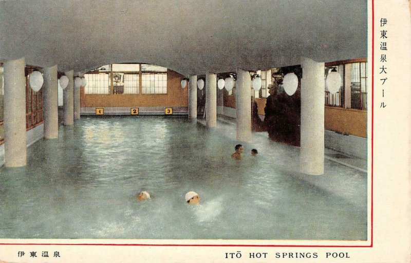 Itō Hot Springs, Japan Swimming Pool c1920s Vintage Postcard