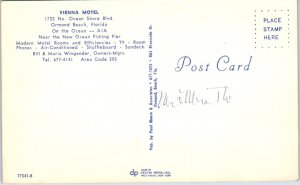 1940's Vienna Motel Ormond Beach Florida Postcard