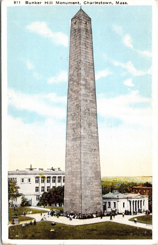 Bunker Hill Monument Charlestown Massachusetts MA WB Postcard VTG UNP Vintage 